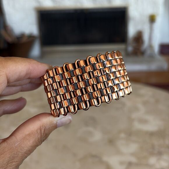 Renoir Copper Basket Weave Cuff Bracelet Vintage Mid Century Modernist - Picture 3 of 10